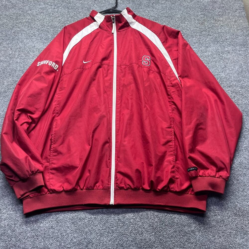 Vintage Nike Team Stanford Cardinal Windbreaker Track Jacket Red Mens XXL Y2K